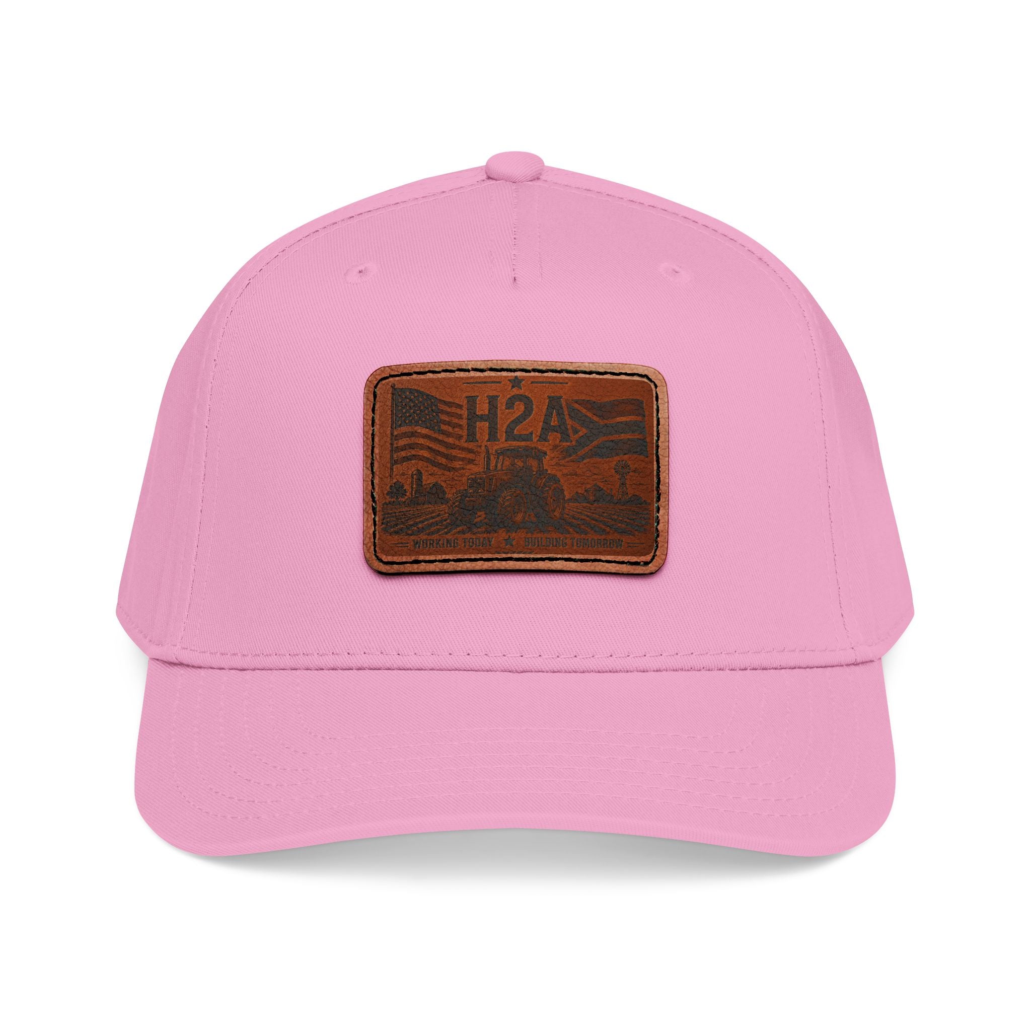 Pink baseball cap with rectangular H2A patch on the front