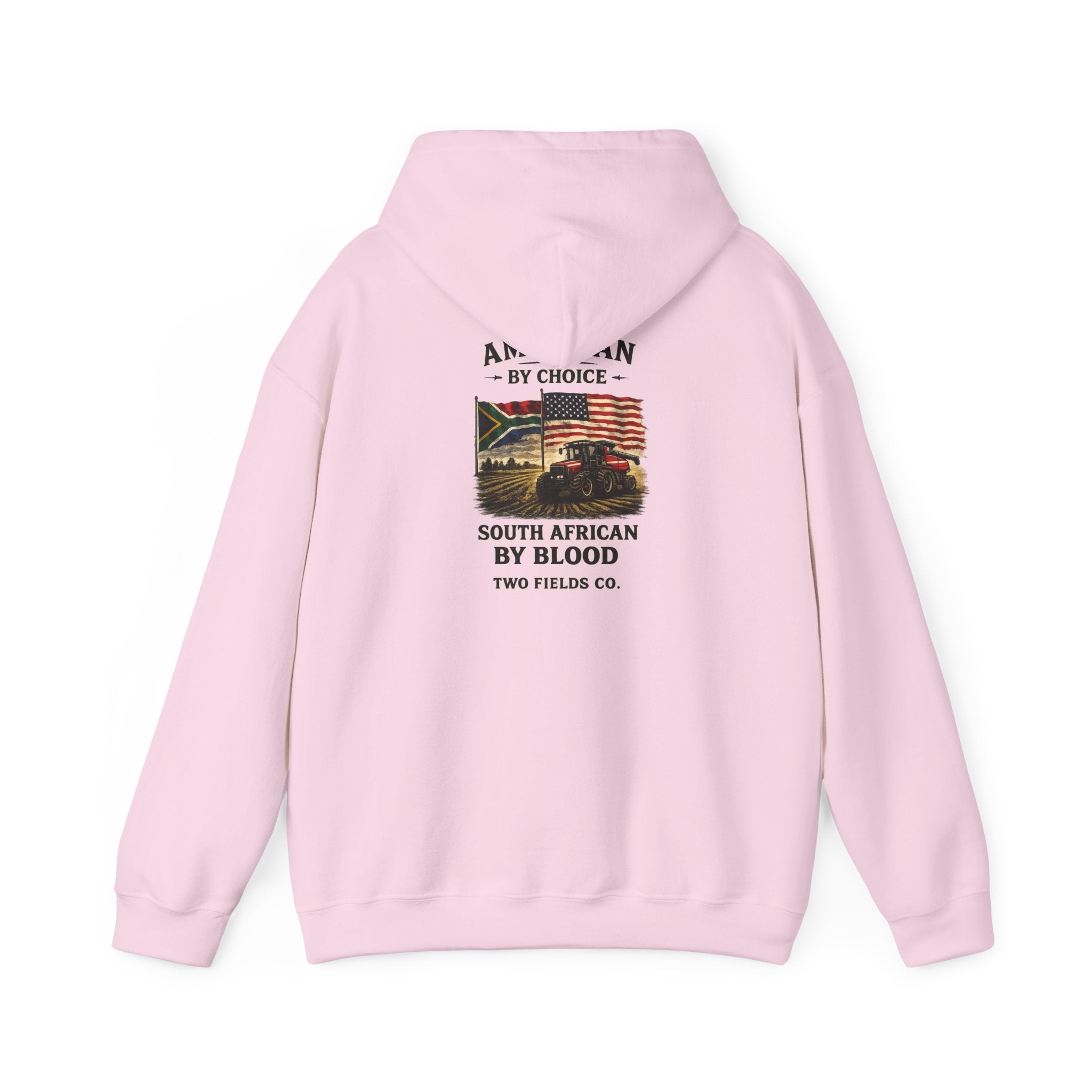 Pink pullover hoodie with front graphic print and kangaroo pocket