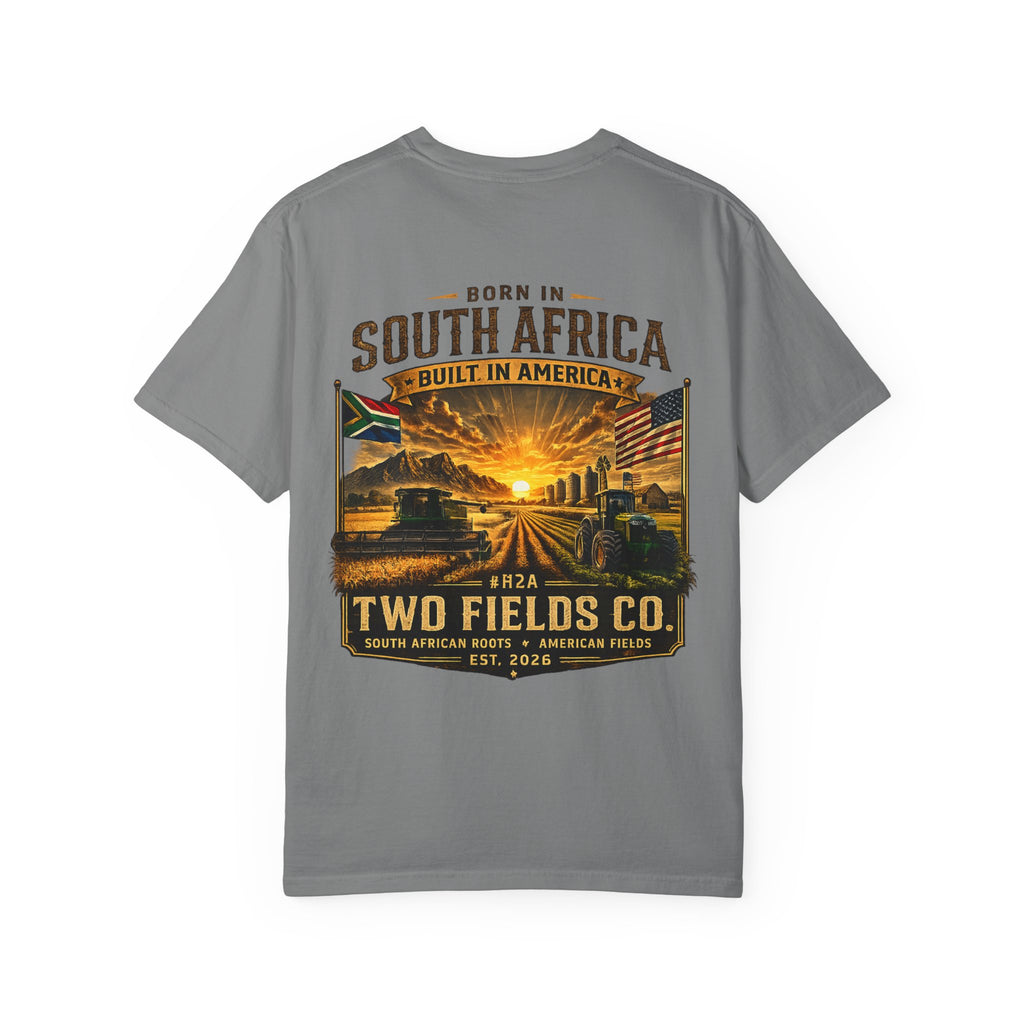 Dark grey crew-neck T-shirt with large South Africa graphic print