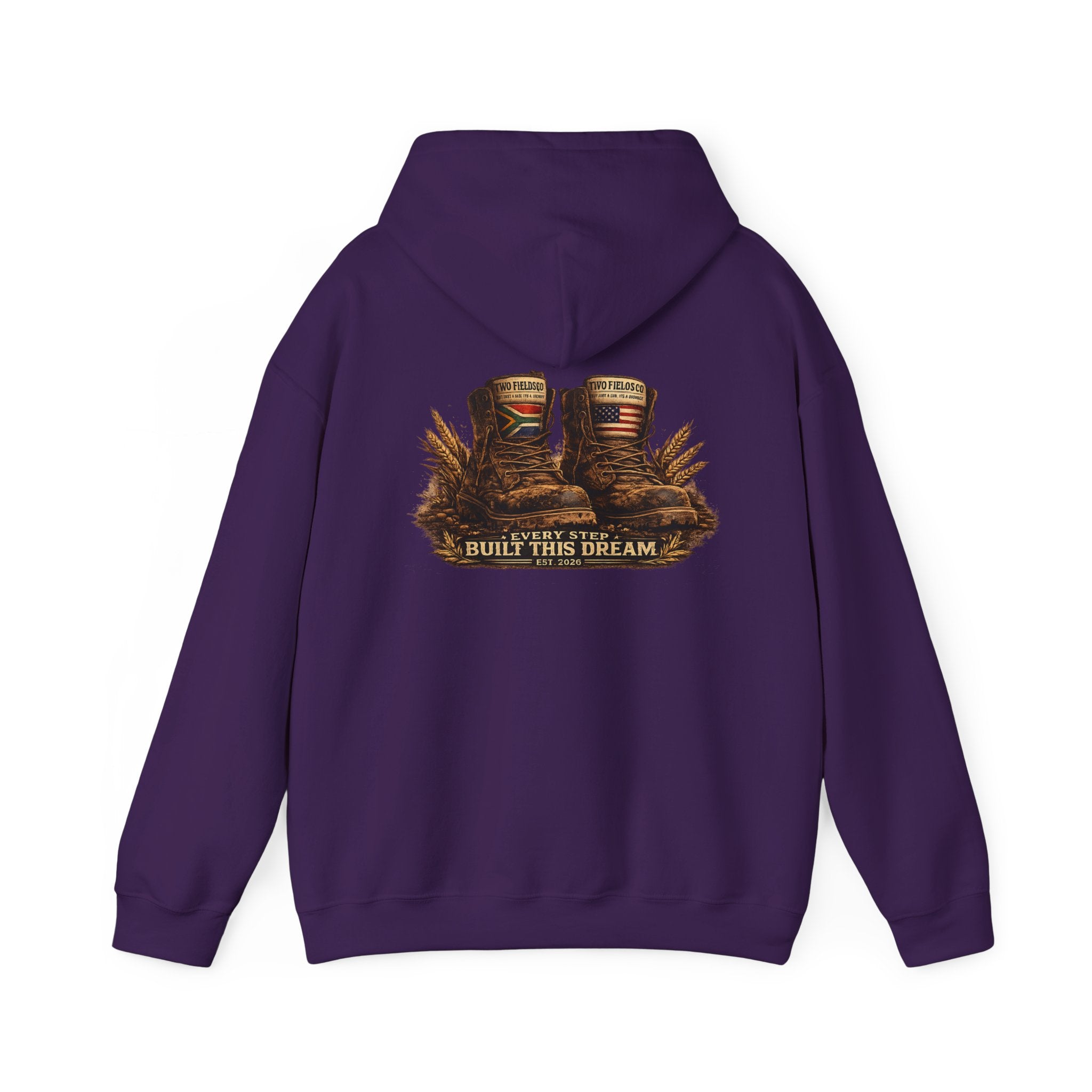 Purple hoodie sweatshirt with hood and large back western graphic print in the center