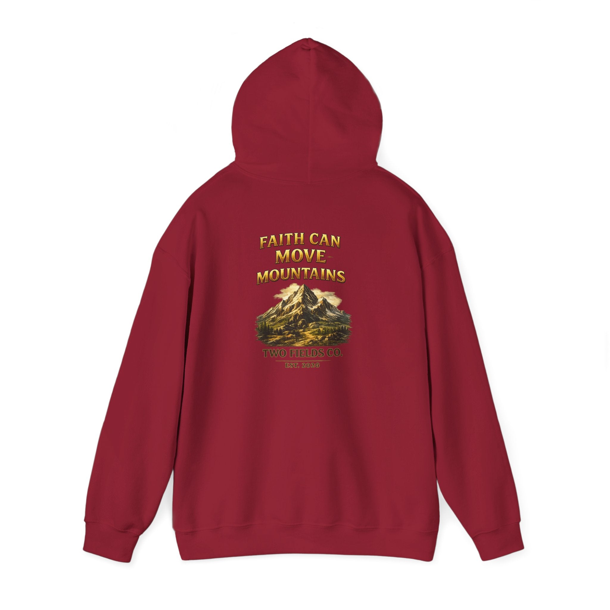 Mountain Adventure Hoodie — "Faith Can Move Mountains" Graphic Pullover