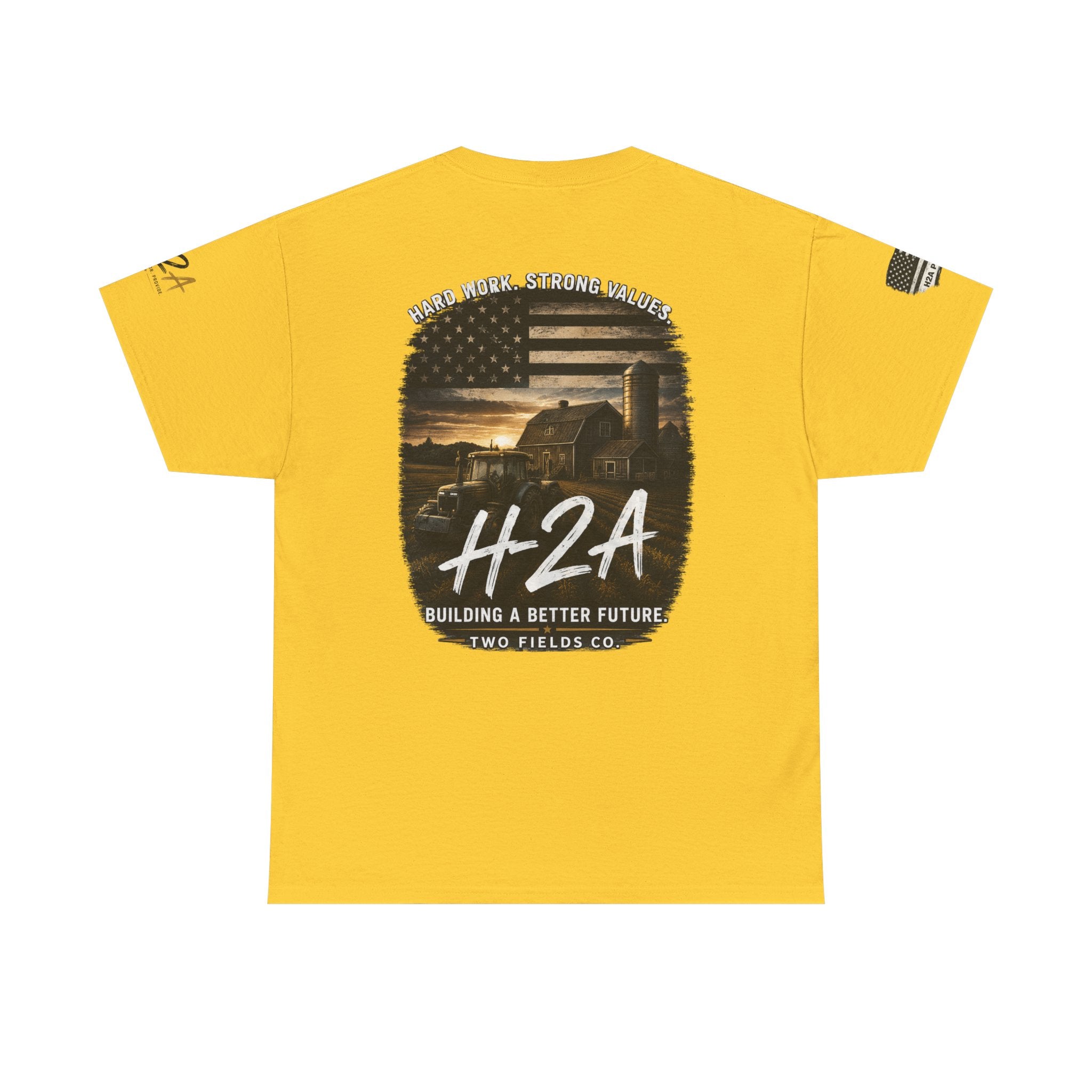H2A Farming T‑Shirt — Patriotic Rural Farm Graphic Tee