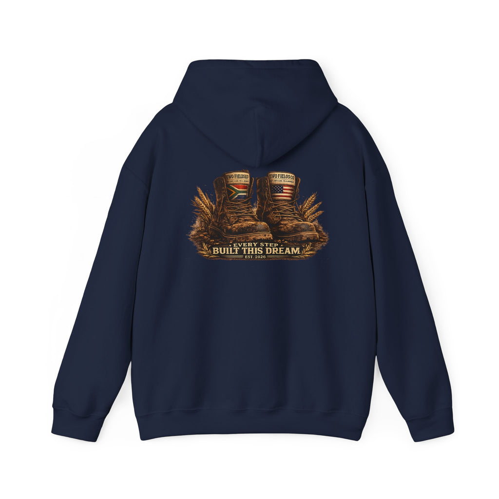 Navy hooded sweatshirt with western graphic print on the back