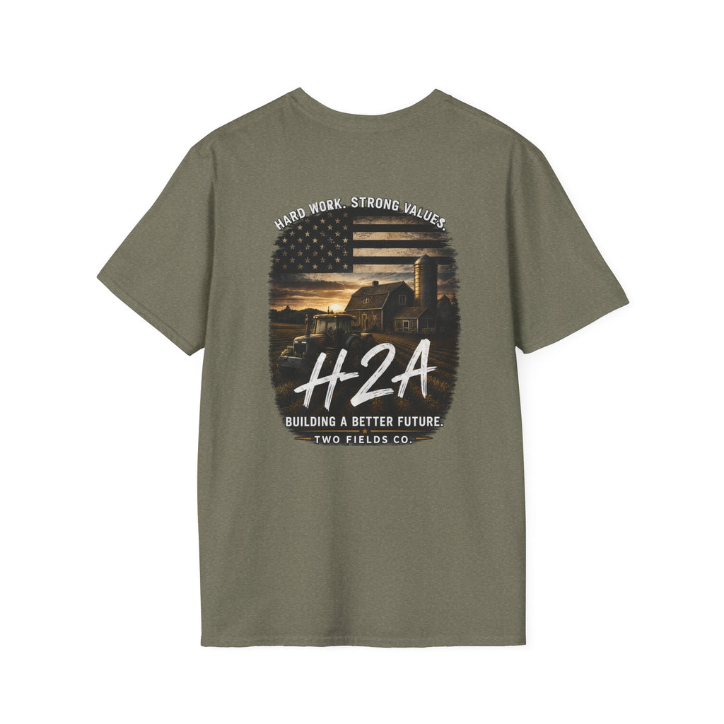 Olive unisex softstyle T-shirt with large back graphic print