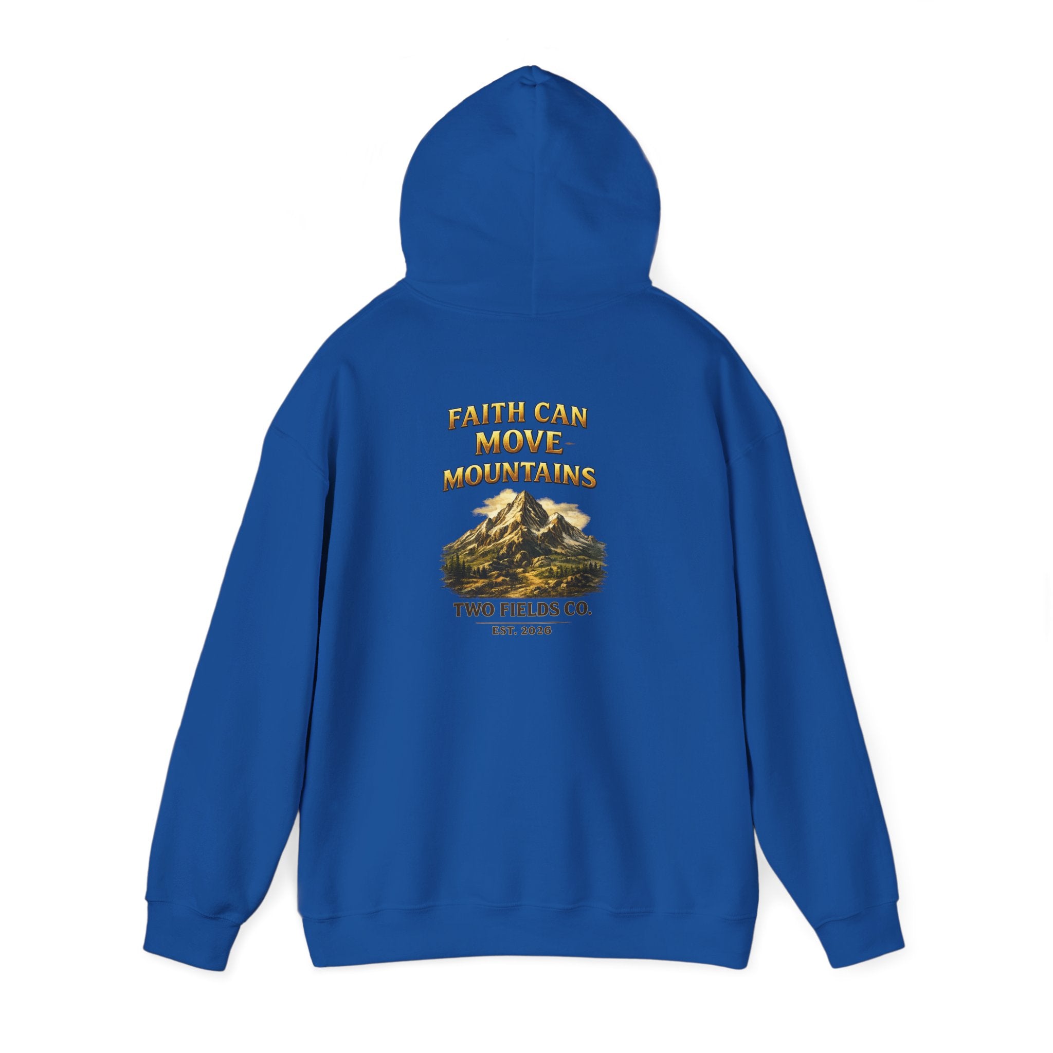 Mountain Adventure Hoodie — "Faith Can Move Mountains" Graphic Pullover