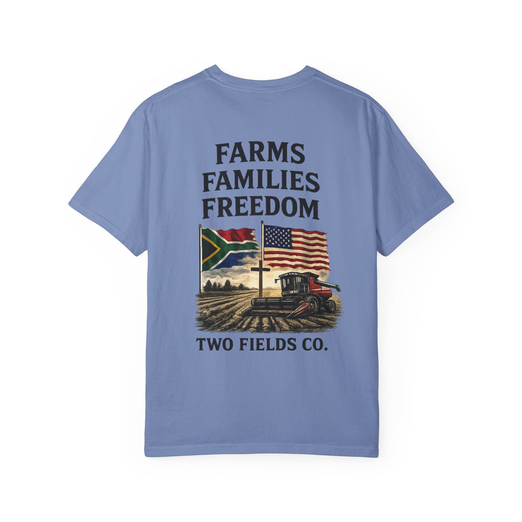 Blue Farms Families Freedom tractor graphic T-shirt, crew neck short sleeves