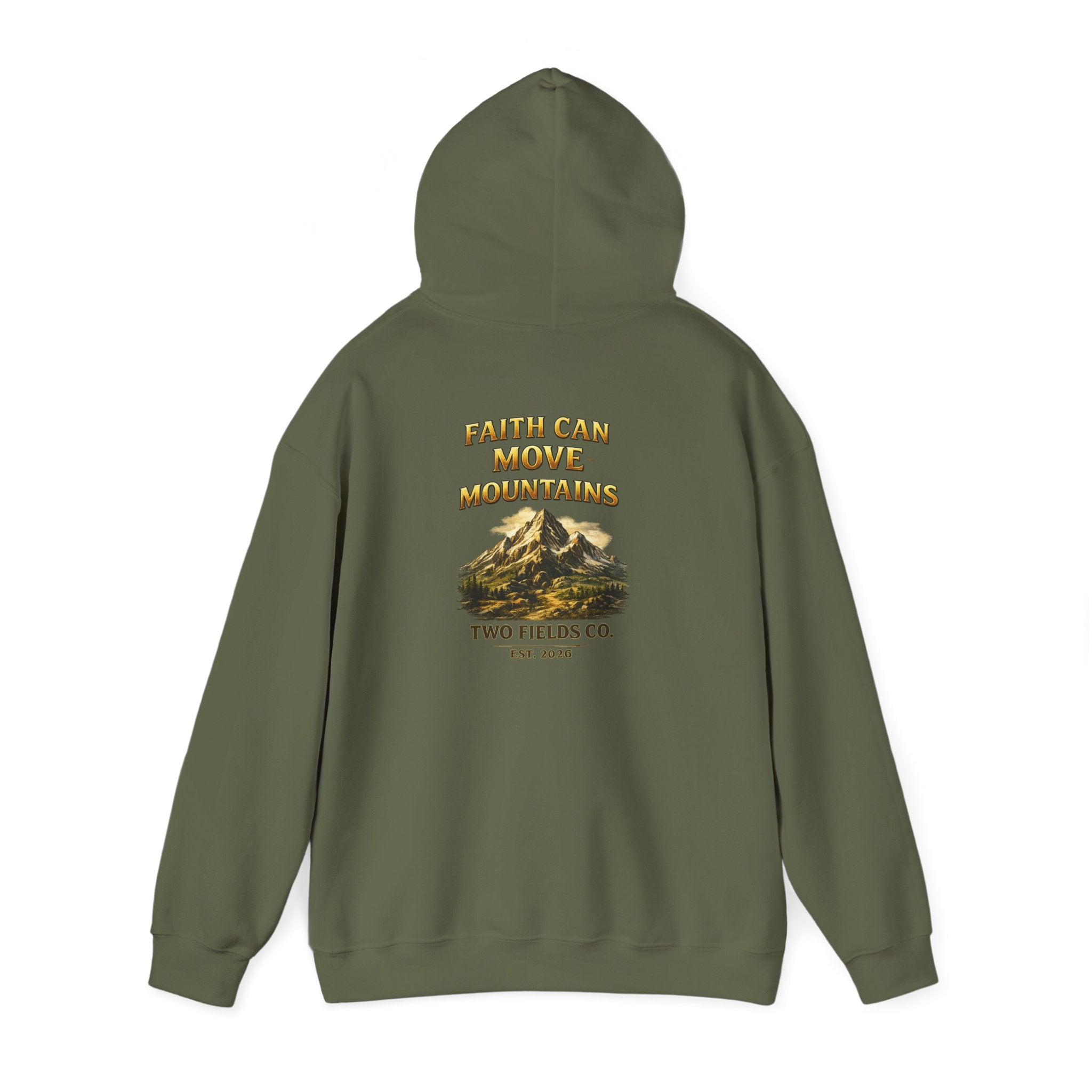 Mountain Adventure Hoodie — "Faith Can Move Mountains" Graphic Pullover