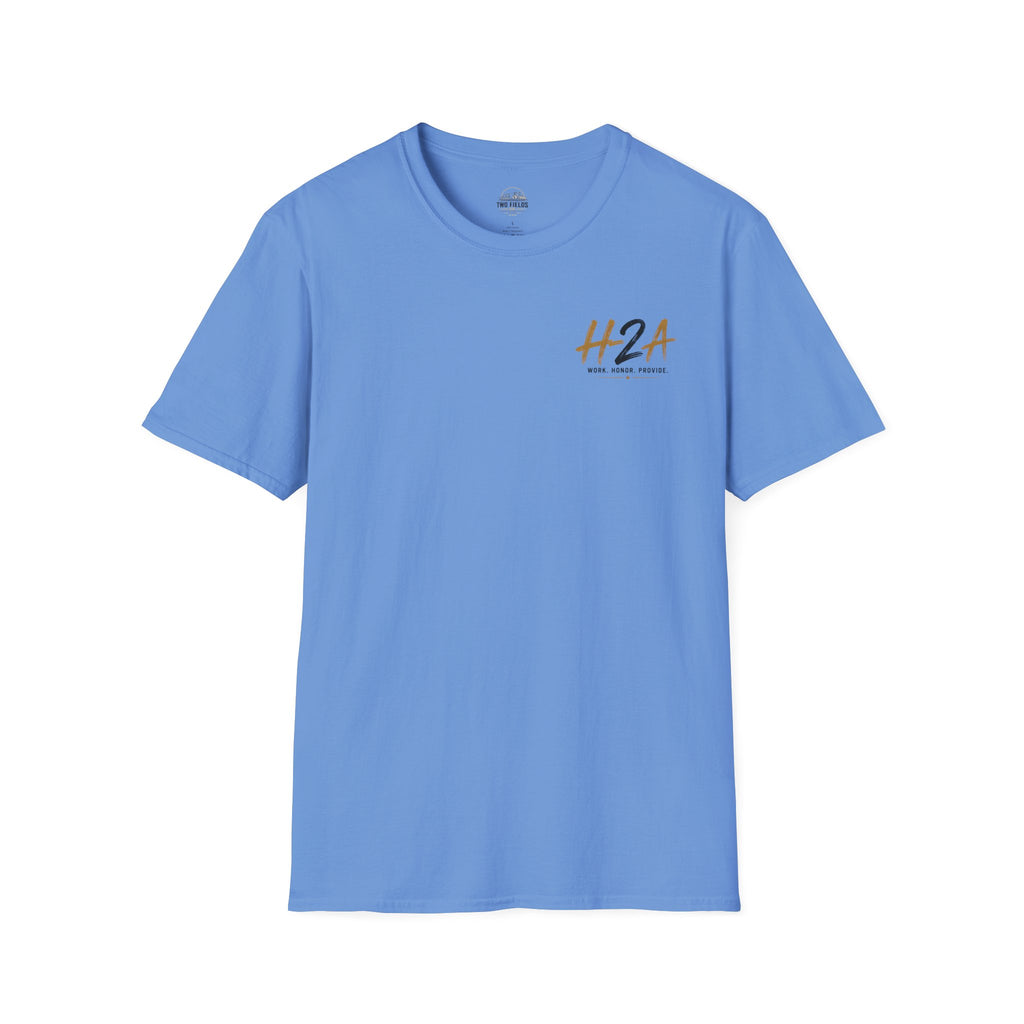 Unisex softstyle T-shirt, light blue, small H2A logo on front