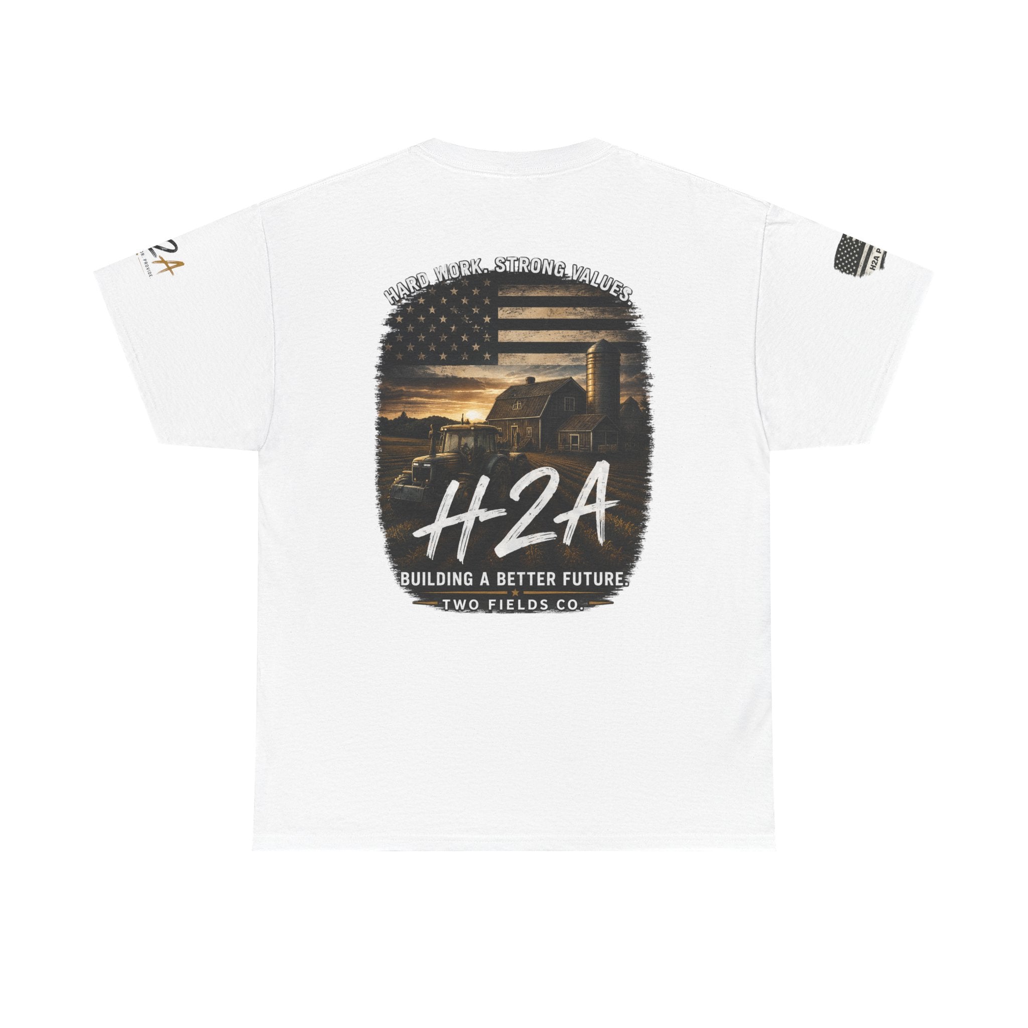 H2A Farming T‑Shirt — Patriotic Rural Farm Graphic Tee
