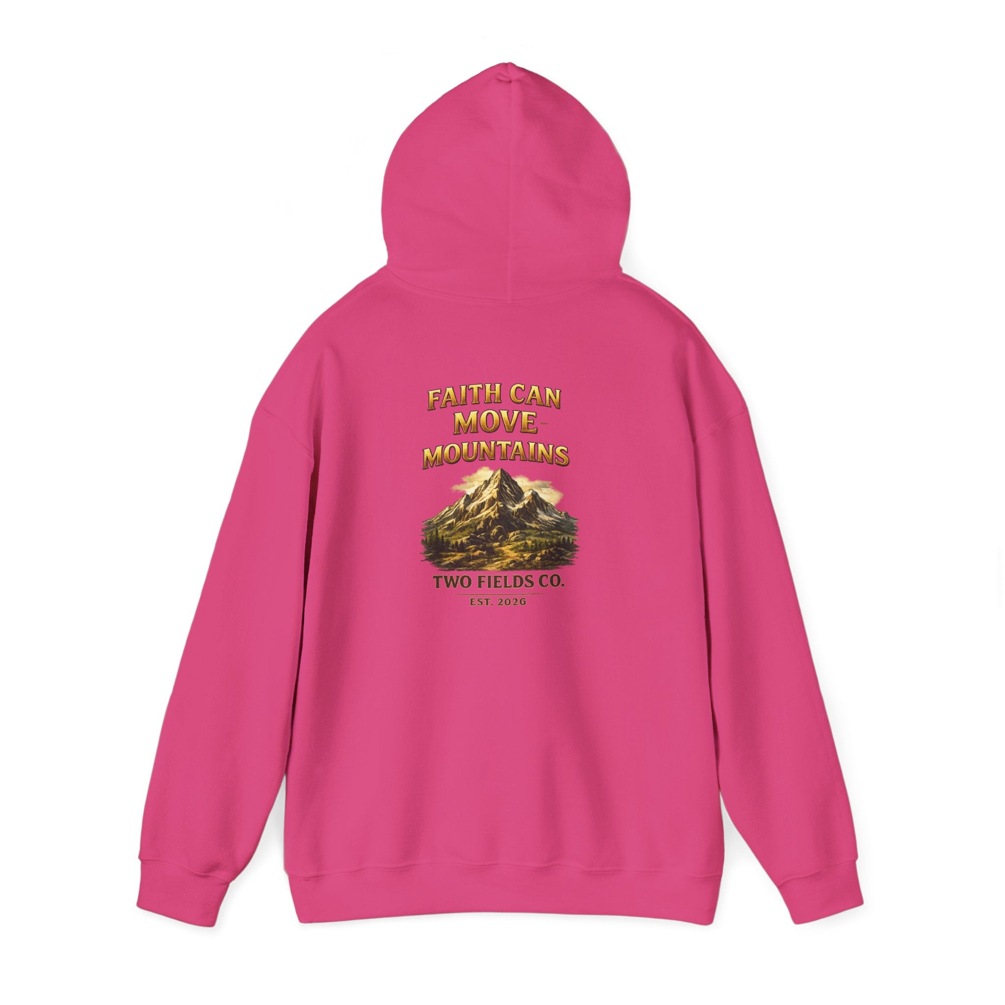 Mountain Adventure Hoodie — "Faith Can Move Mountains" Graphic Pullover
