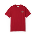 Red graphic T-shirt with small chest Two Fields Co. logo print