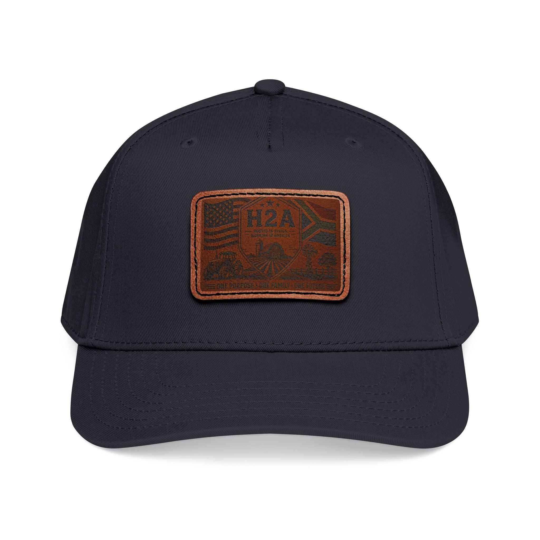 Navy baseball cap with rectangular H2A flag patch