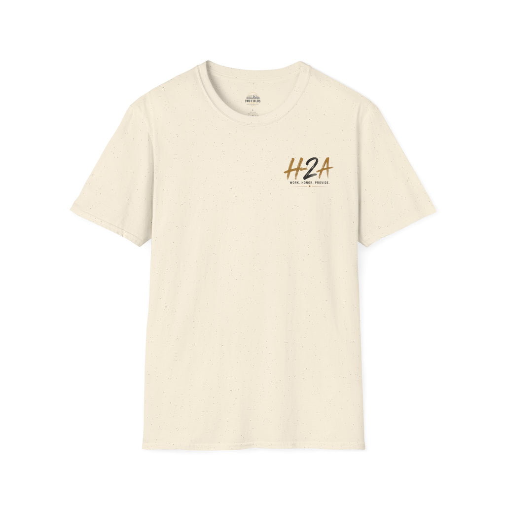 Softstyle T-shirt in natural cream, short sleeves, front H2A logo