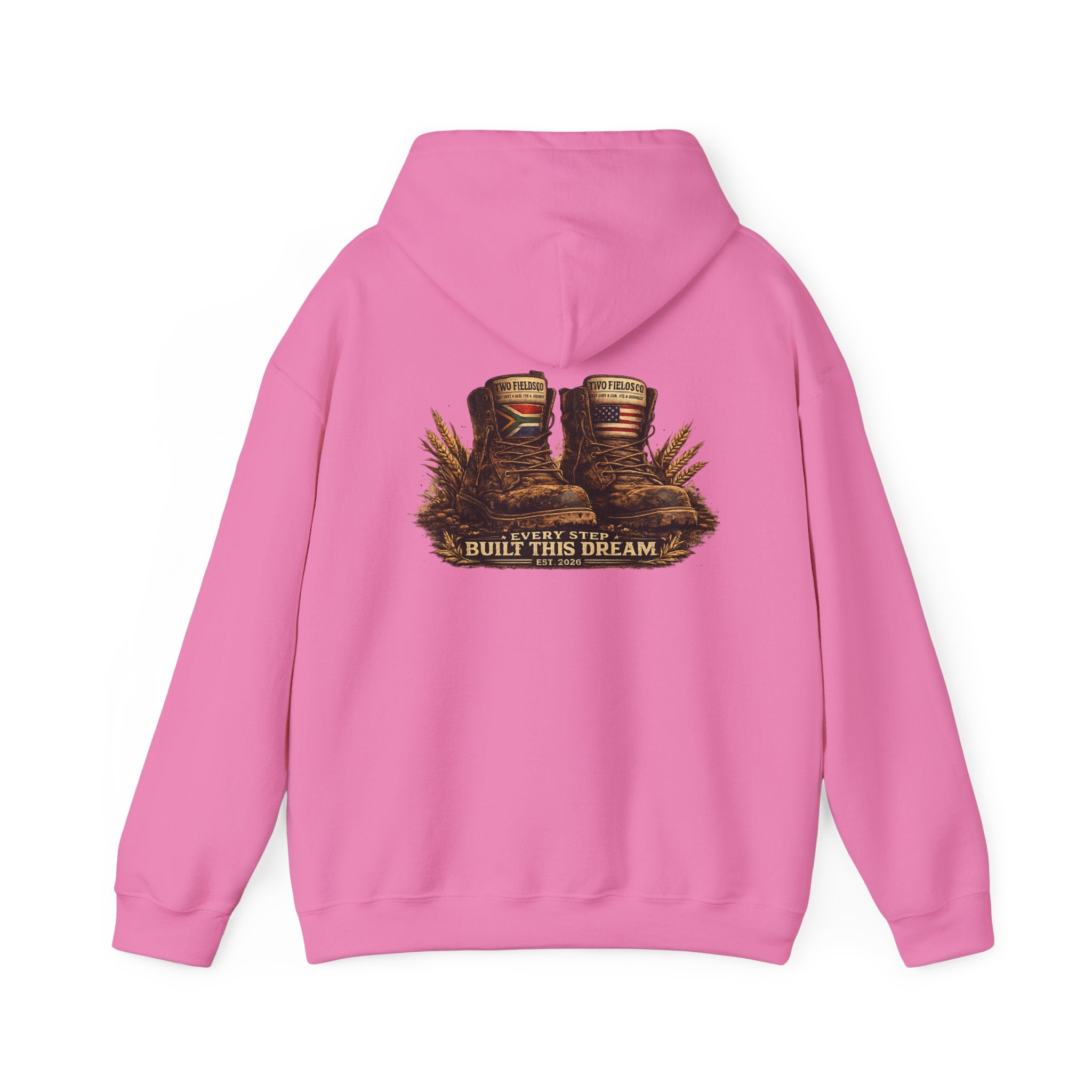 Pink hoodie sweatshirt with hood and large centered back western graphic print