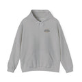 Gray Christian hoodie pullover with front pouch pocket and small chest logo