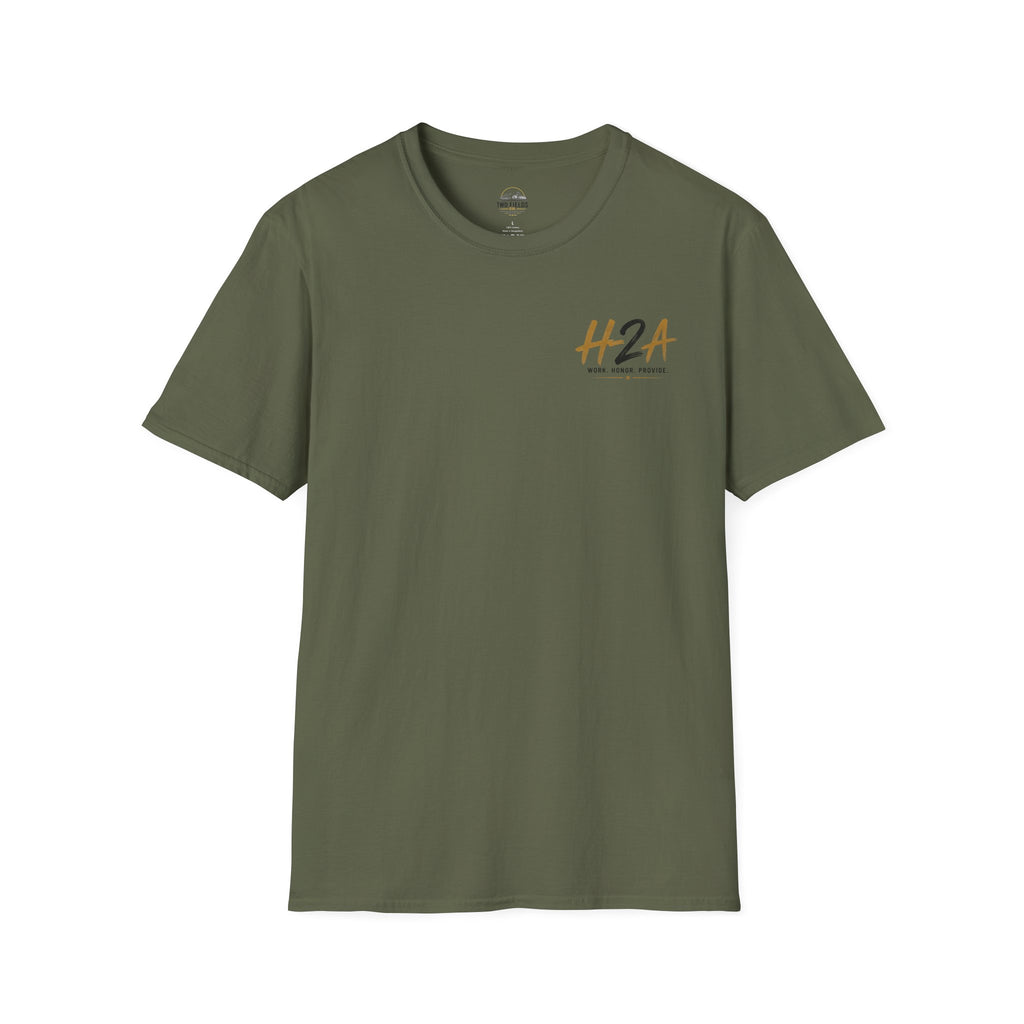 Olive unisex softstyle T-shirt with small chest H2A logo print