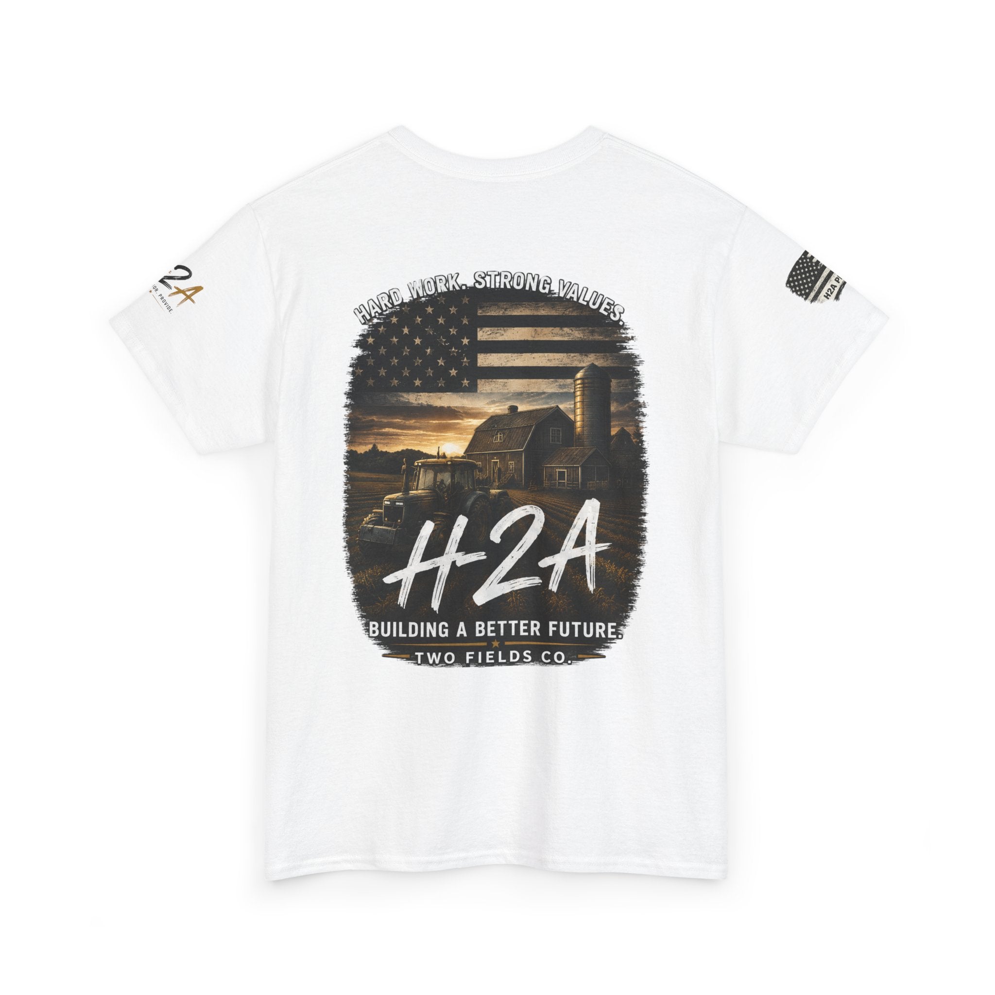 H2A Farming T‑Shirt — Patriotic Rural Farm Graphic Tee
