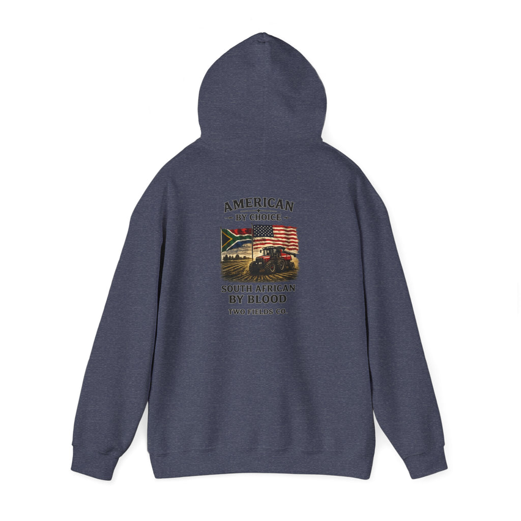 Navy pullover hoodie with back graphic print and hood