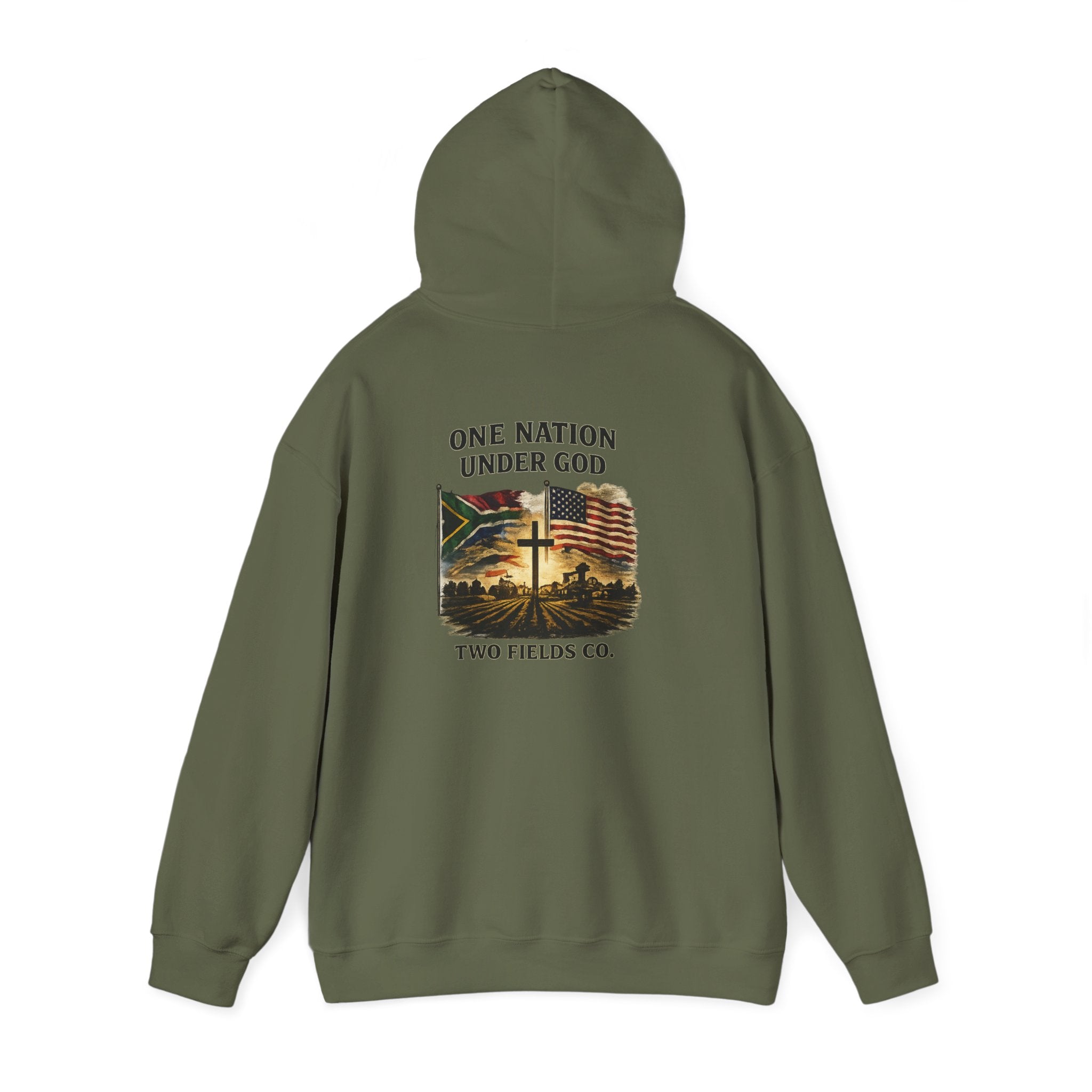 Hoodie - "One Nation Under God" Vintage Flag & Cross Hoodie