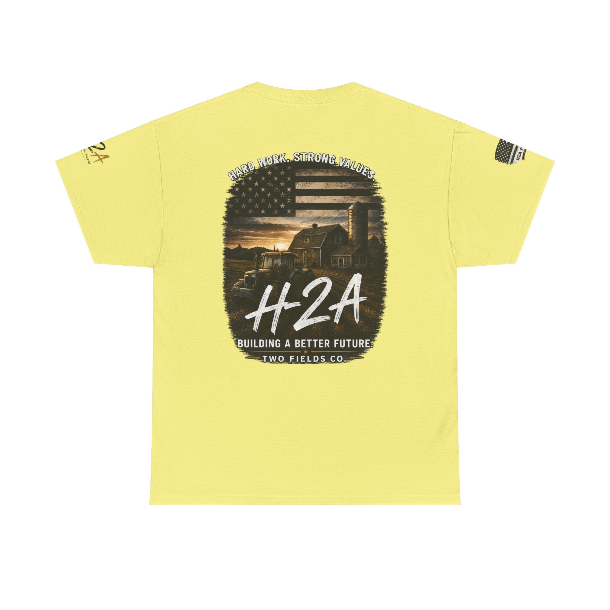H2A Farming T‑Shirt — Patriotic Rural Farm Graphic Tee