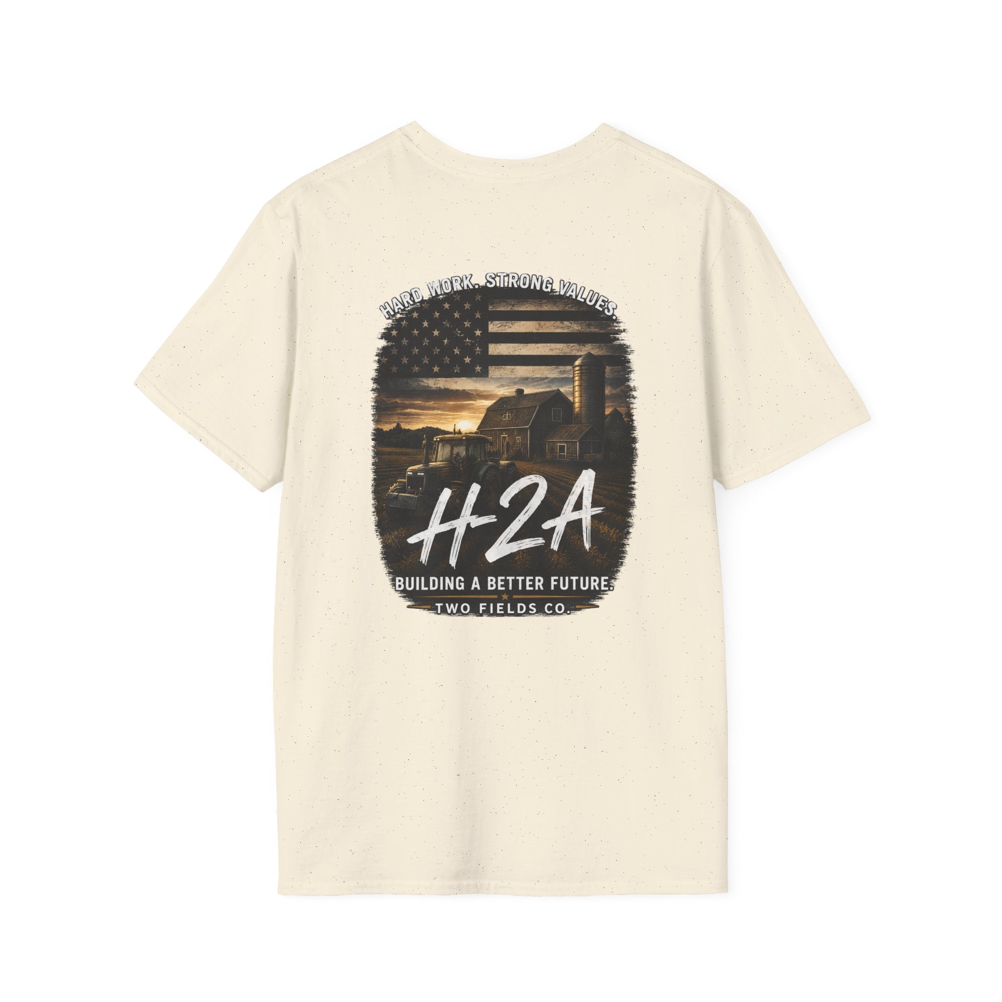 Cream unisex softstyle T-shirt with large back graphic print
