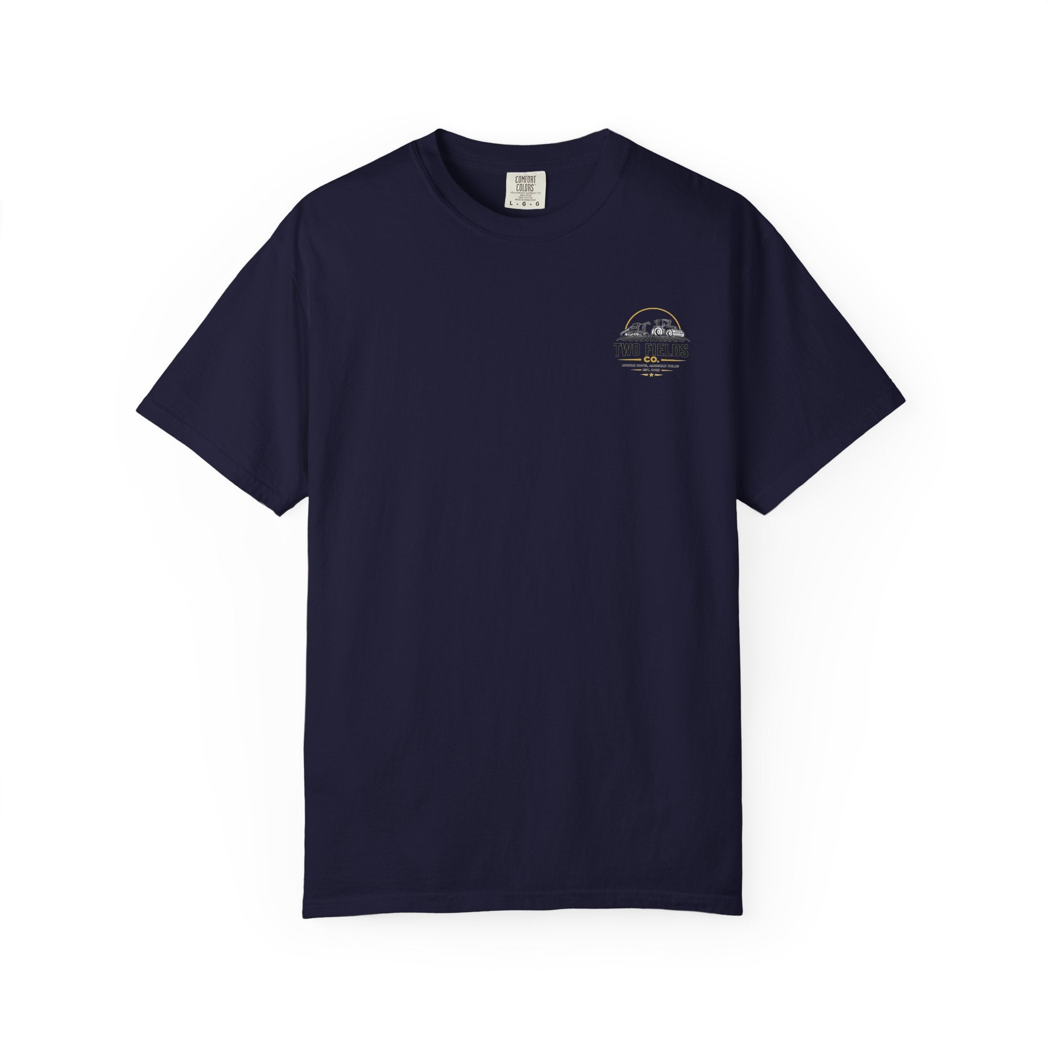 Navy T-shirt with small chest logo patch