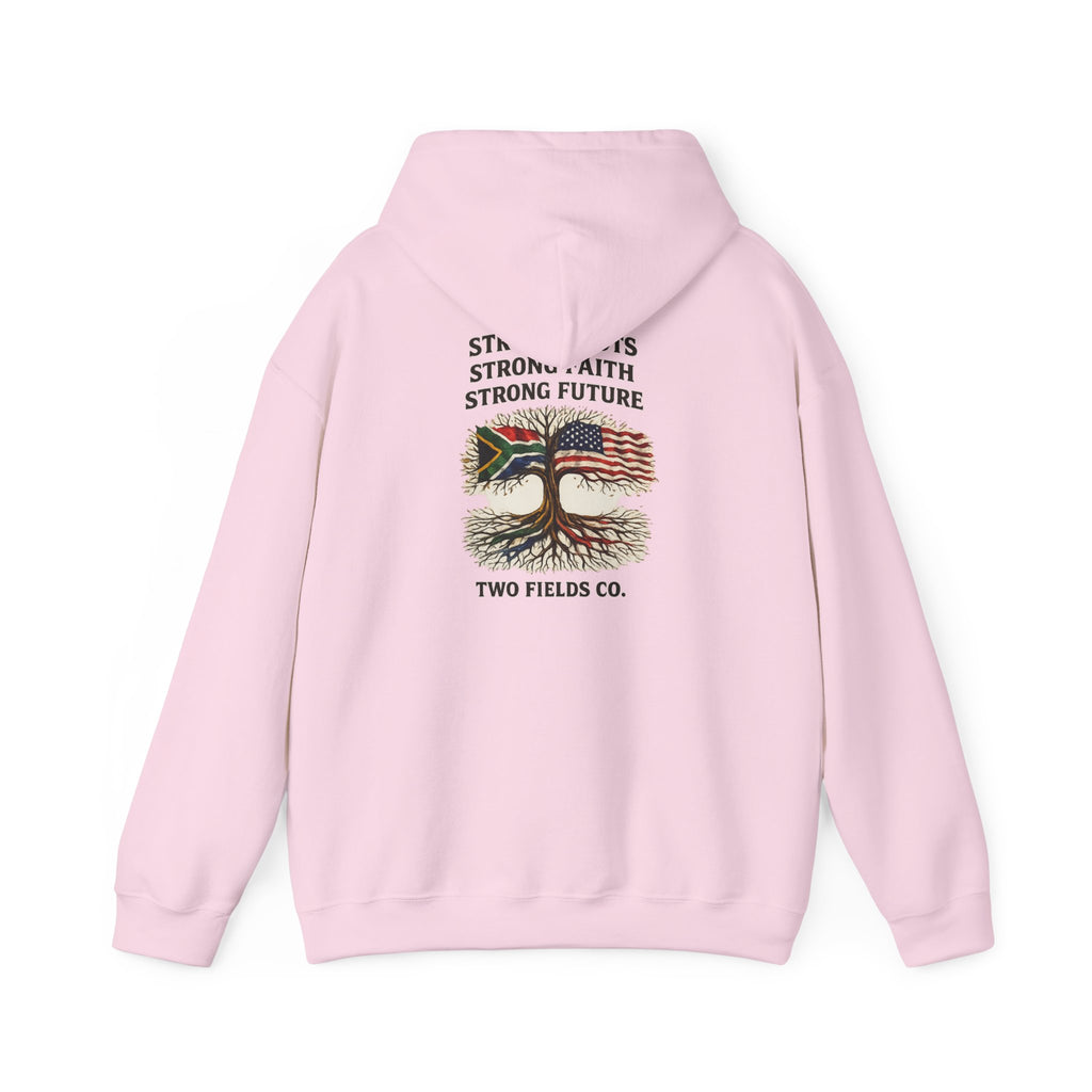Pink hoodie with hood and front graphic print, long sleeves, pullover style
