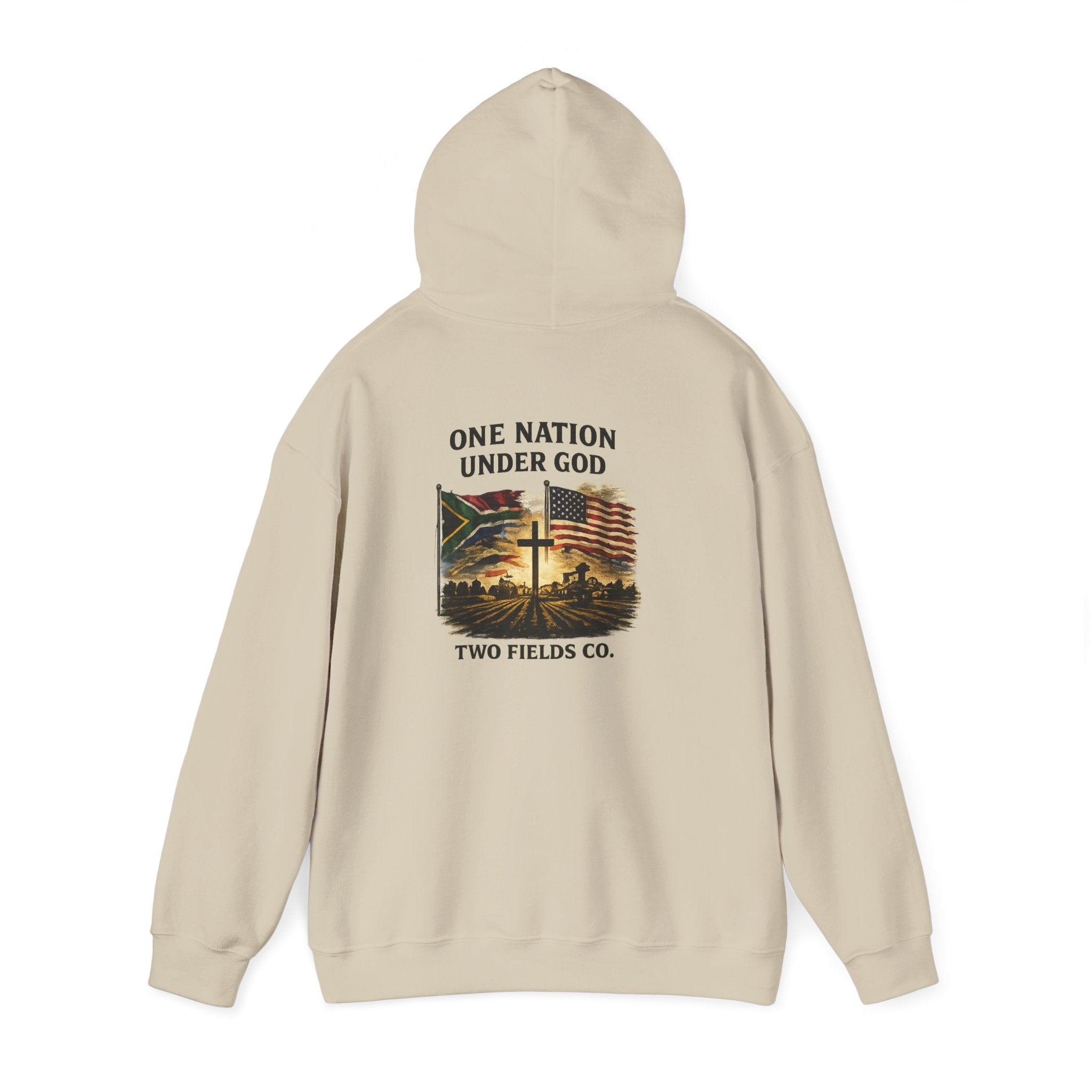 Hoodie - "One Nation Under God" Vintage Flag & Cross Hoodie