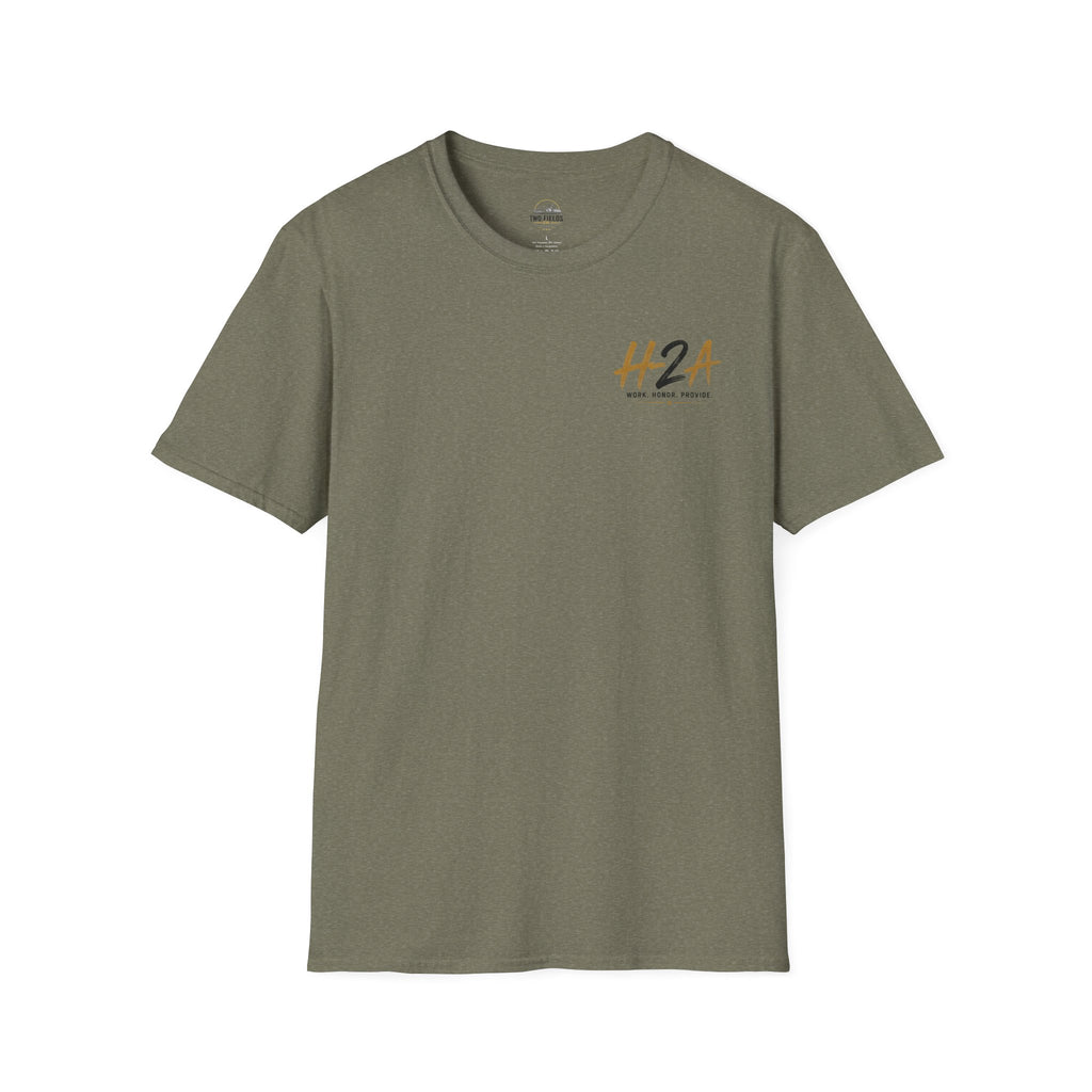Olive unisex softstyle T-shirt with small chest H2A logo print