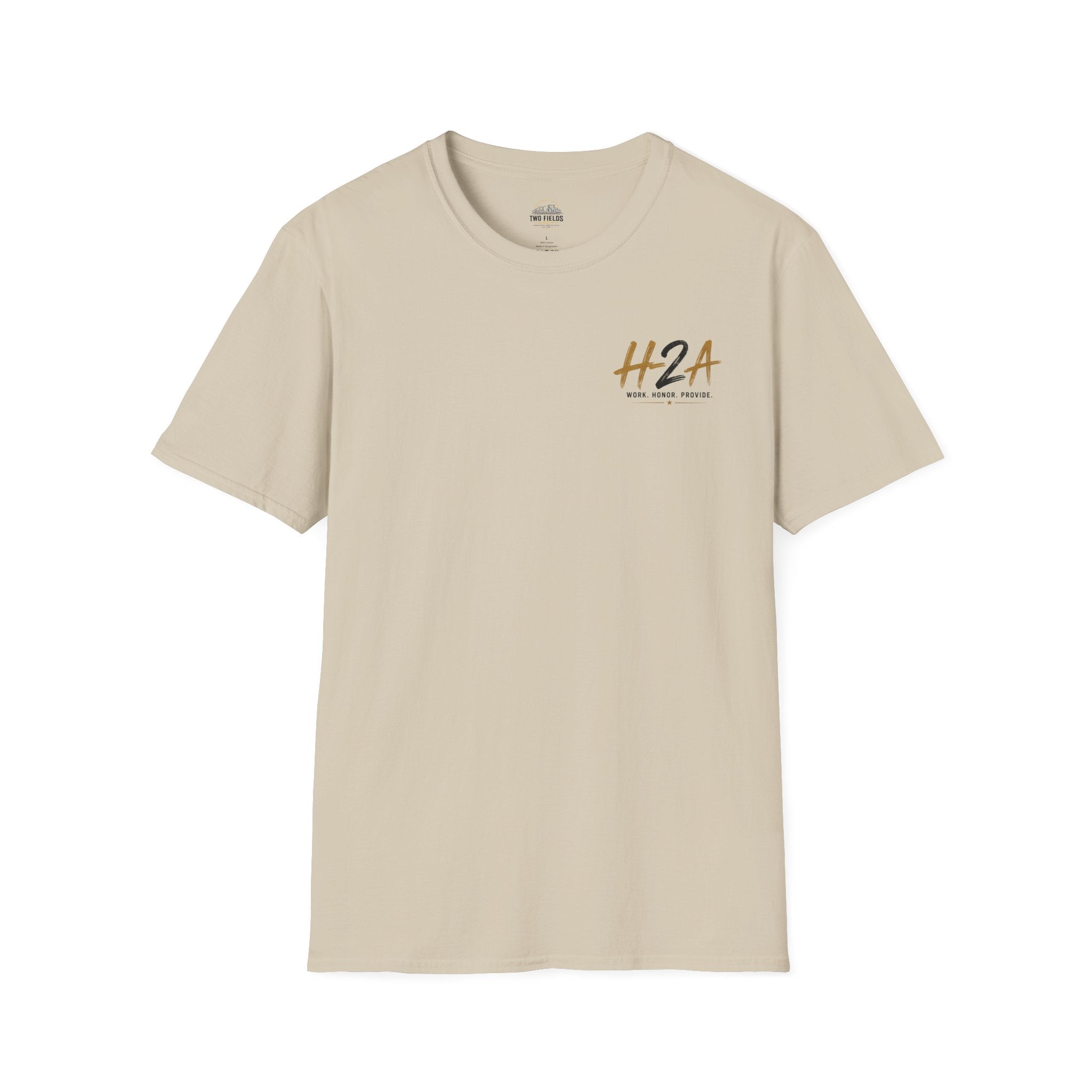 Softstyle T-shirt in natural beige, short sleeves, front H2A logo