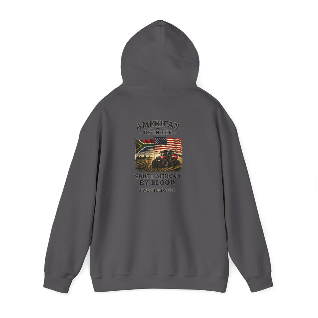 Medium gray pullover hoodie with back graphic print and hood
