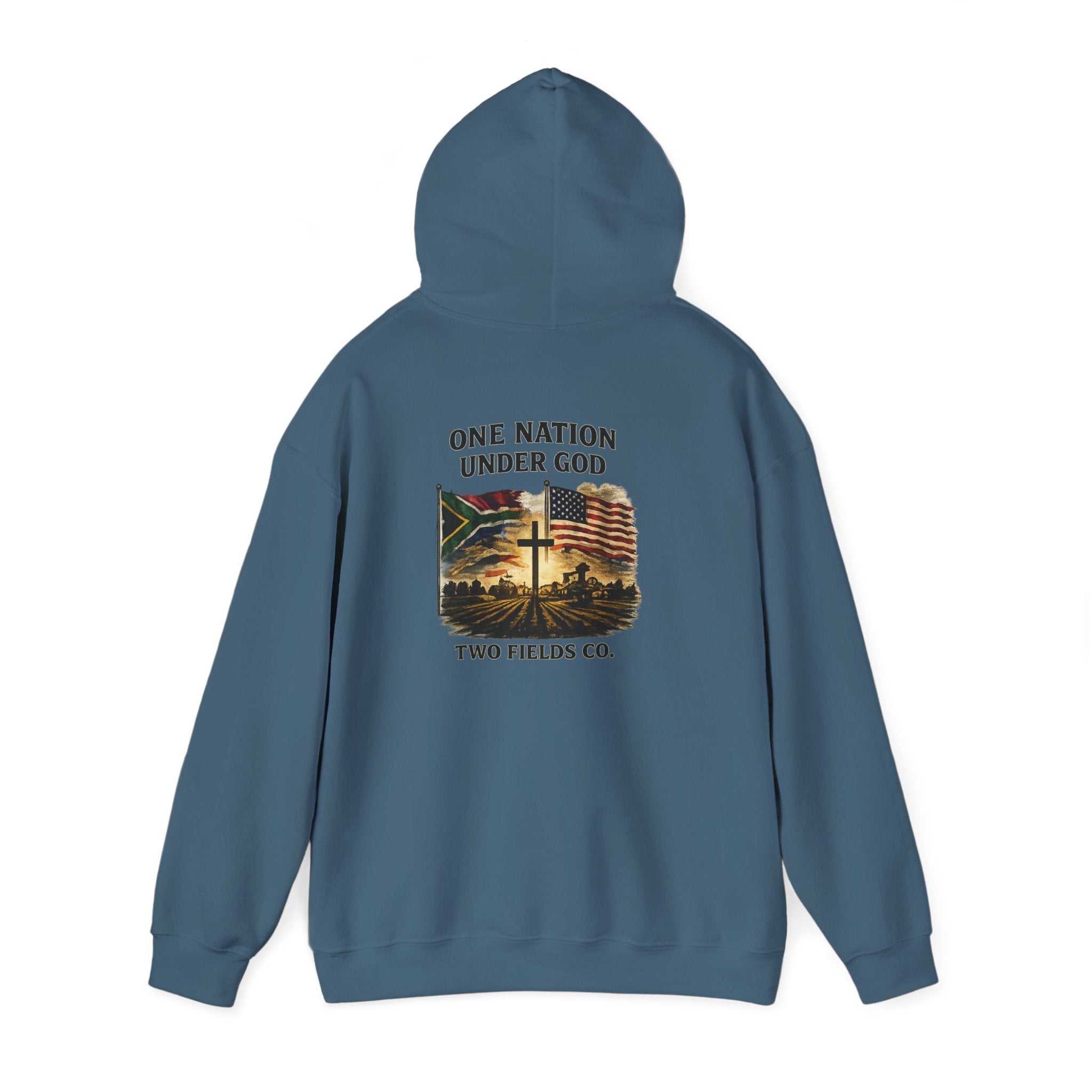 Hoodie - "One Nation Under God" Vintage Flag & Cross Hoodie