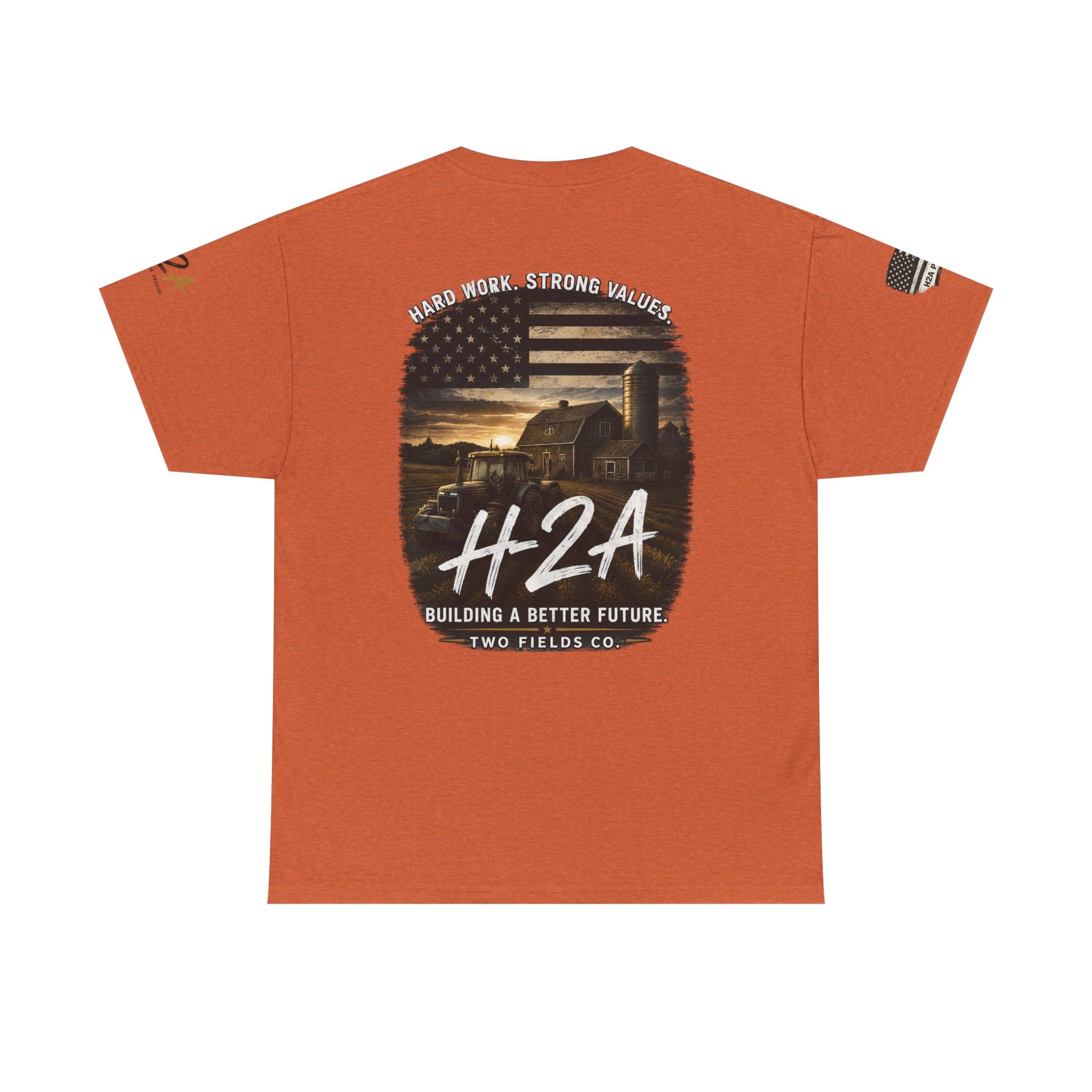 H2A Farming T‑Shirt — Patriotic Rural Farm Graphic Tee