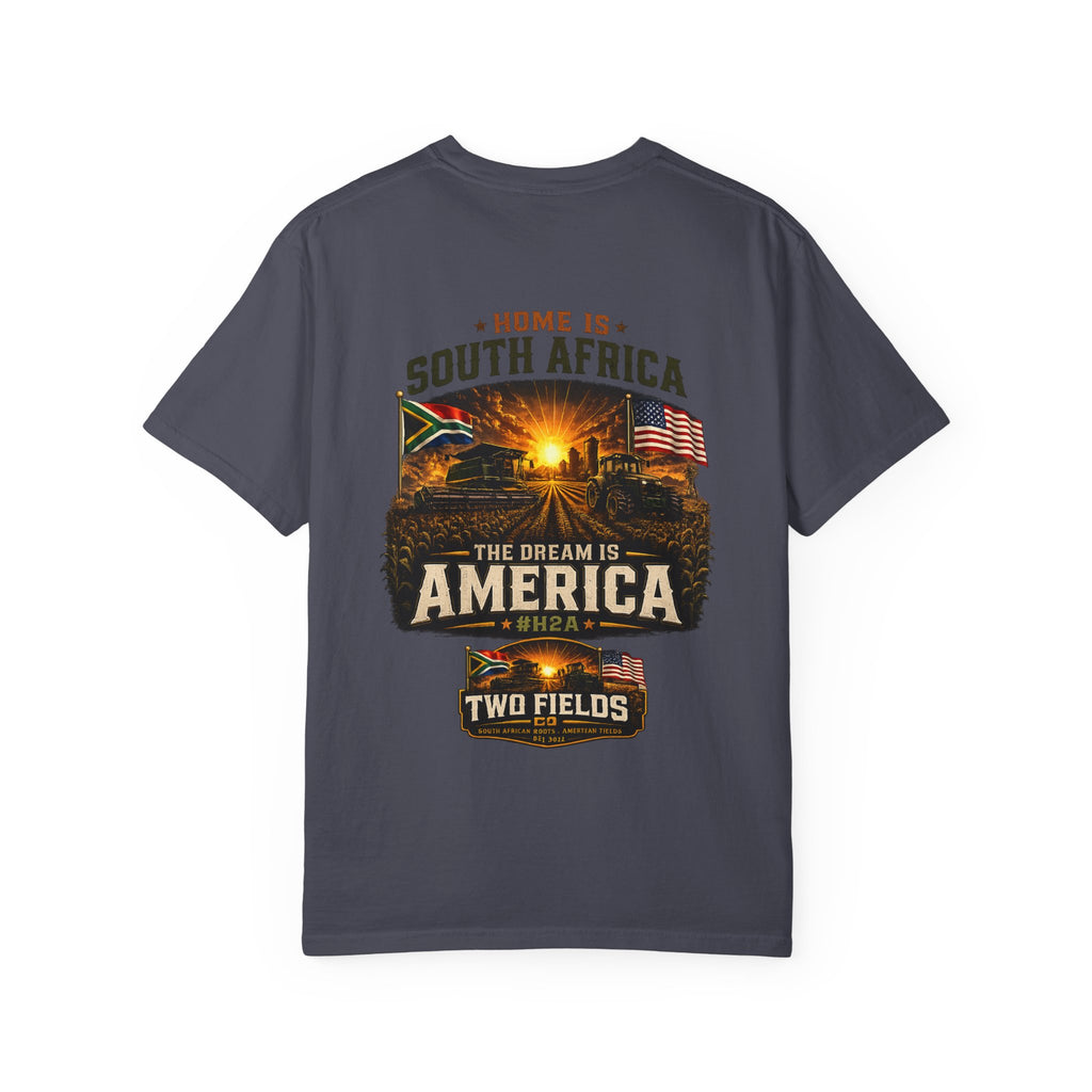 Charcoal crew-neck graphic T-shirt with South Africa and America front print