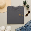 Unisex softstyle t-shirt in charcoal gray with small chest logo print