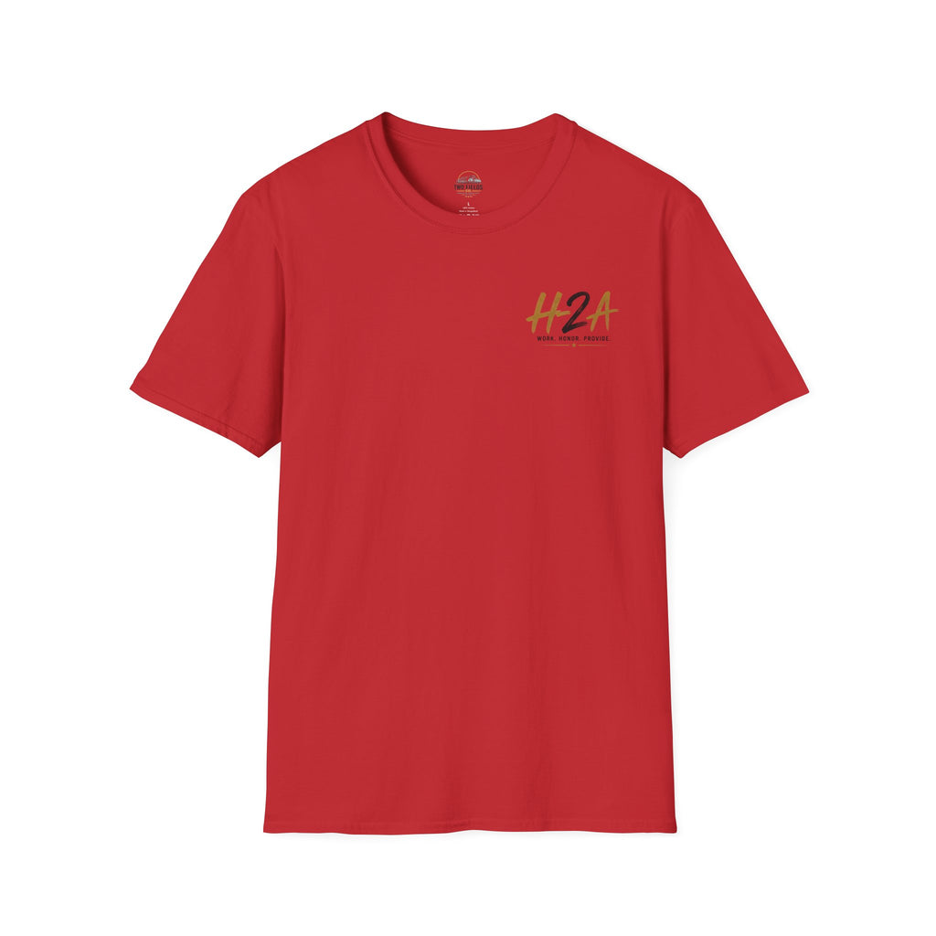 Unisex softstyle T-shirt in red with small chest H2A logo